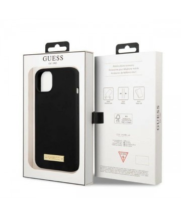 Guess Silicone Logo Plate MagSafe case for iPhone 13 mini - black