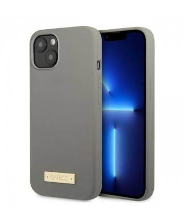 Guess GUHMP13SSPLG iPhone 13 mini 5.4" grey/grey hard case Silicone Logo Plate MagSafe