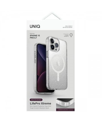 Uniq LifePro Xtreme Magclick Charging Case for iPhone 15 Pro Max - Transparent Silver
