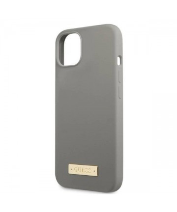 Guess GUHMP13MSPLG iPhone 13 6.1" grey/grey hard case Silicone Logo Plate MagSafe