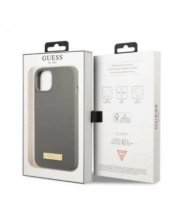Guess GUHMP13MSPLG iPhone 13 6.1" grey/grey hard case Silicone Logo Plate MagSafe