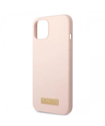 Guess GUHMP13MSBPLP iPhone 13 6.1" pink/pink hard case Silicone Logo Plate MagSafe