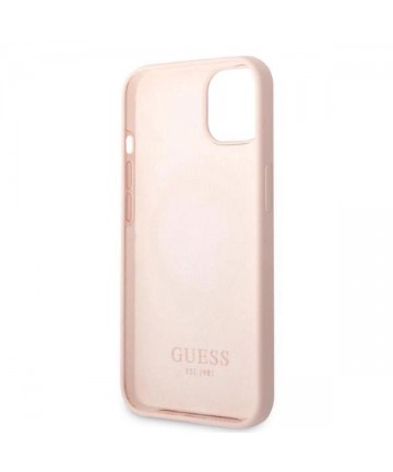 Guess GUHMP13MSBPLP iPhone 13 6.1" pink/pink hard case Silicone Logo Plate MagSafe