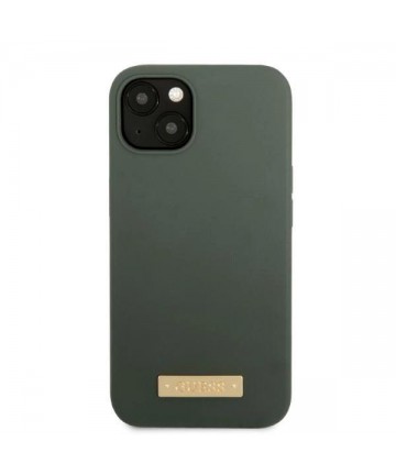 Guess GUHMP13MSBPLA iPhone 13 6.1" green/khaki hard case Silicone Logo Plate MagSafe