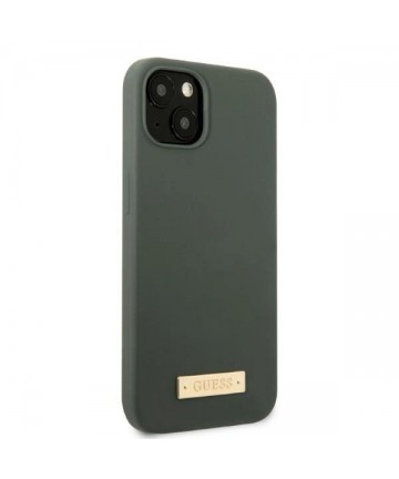 Guess GUHMP13MSBPLA iPhone 13 6.1" green/khaki hard case Silicone Logo Plate MagSafe