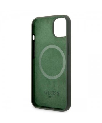 Guess GUHMP13MSBPLA iPhone 13 6.1" green/khaki hard case Silicone Logo Plate MagSafe