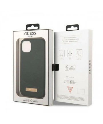Guess GUHMP13MSBPLA iPhone 13 6.1" green/khaki hard case Silicone Logo Plate MagSafe
