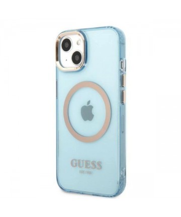 Guess Gold Outline Translucent MagSafe case for iPhone 13 - blue