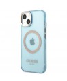 Guess Gold Outline Translucent MagSafe case for iPhone 13 - blue