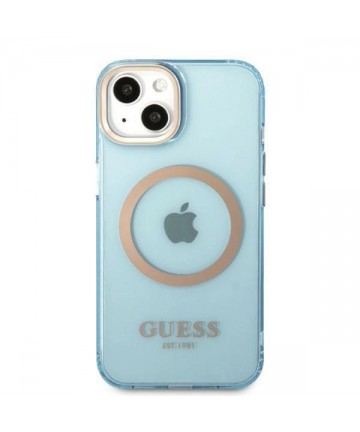 Guess Gold Outline Translucent MagSafe case for iPhone 13 - blue