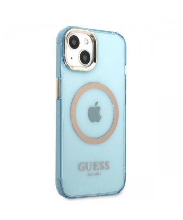 Guess Gold Outline Translucent MagSafe case for iPhone 13 - blue