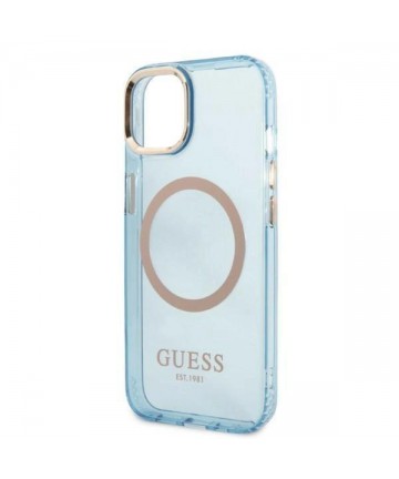 Guess Gold Outline Translucent MagSafe case for iPhone 13 - blue