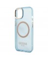 Guess Gold Outline Translucent MagSafe case for iPhone 13 - blue
