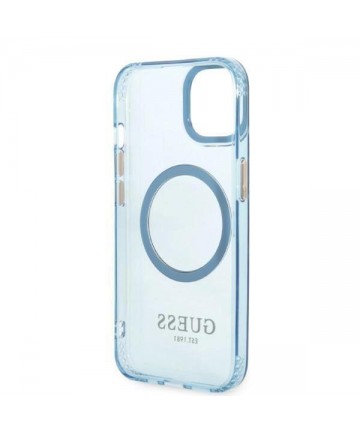 Guess Gold Outline Translucent MagSafe case for iPhone 13 - blue