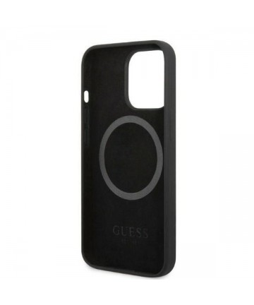 Guess GUHMP13LSPLK iPhone 13 Pro / 13 6.1" black/black hard case Silicone Logo Plate MagSafe