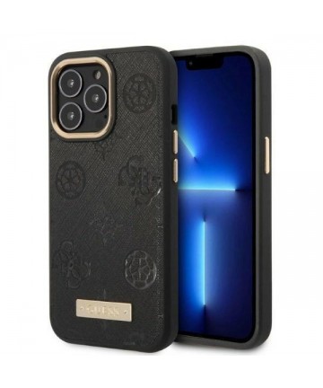 Guess GUHMP13LSAPSTK iPhone 13 Pro / 13 6.1" black/black hardcase Peony Logo Plate MagSafe