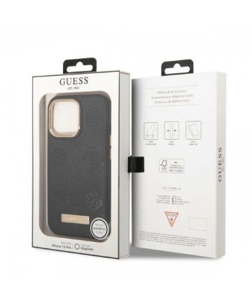 Guess GUHMP13LSAPSTK iPhone 13 Pro / 13 6.1" black/black hardcase Peony Logo Plate MagSafe