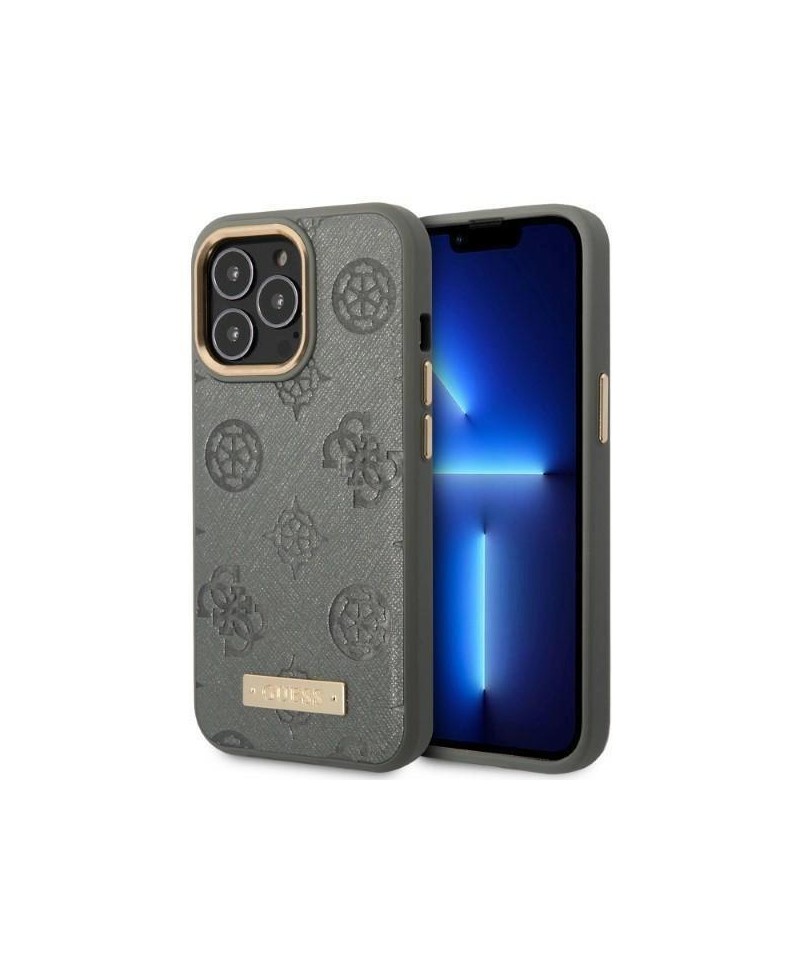 Guess GUHMP13LSAPSTG iPhone 13 Pro / 13 6.1" grey/grey hardcase Peony Logo Plate MagSafe