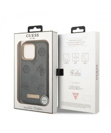 Guess GUHMP13LSAPSTG iPhone 13 Pro / 13 6.1" grey/grey hardcase Peony Logo Plate MagSafe