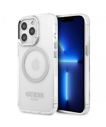 Guess Metal Outline MagSafe case for iPhone 13 Pro / iPhone 13 - silver