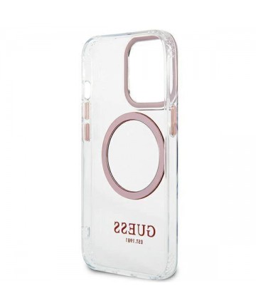 Etui Guess Metal Outline MagSafe na iPhone 13 Pro / iPhone 13 - różowe