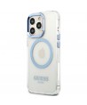 Etui Guess Metal Outline MagSafe na iPhone 13 Pro / iPhone 13 - niebieskie