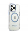 Etui Guess Metal Outline MagSafe na iPhone 13 Pro / iPhone 13 - niebieskie