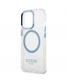 Etui Guess Metal Outline MagSafe na iPhone 13 Pro / iPhone 13 - niebieskie