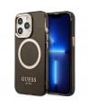 Guess Gold Outline Translucent MagSafe Case for iPhone 13 Pro / iPhone 13 - Black