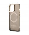 Guess Gold Outline Translucent MagSafe Case for iPhone 13 Pro / iPhone 13 - Black