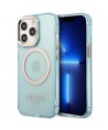Guess Gold Outline Translucent MagSafe case for iPhone 13 Pro / iPhone 13 - blue