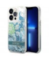 Guess Flower Liquid Glitter case for iPhone 14 Pro Max - green