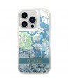 Guess Flower Liquid Glitter case for iPhone 14 Pro Max - green
