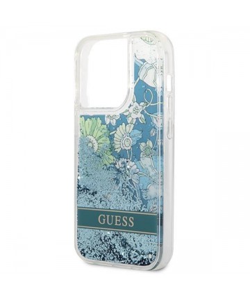 Guess Flower Liquid Glitter case for iPhone 14 Pro Max - green