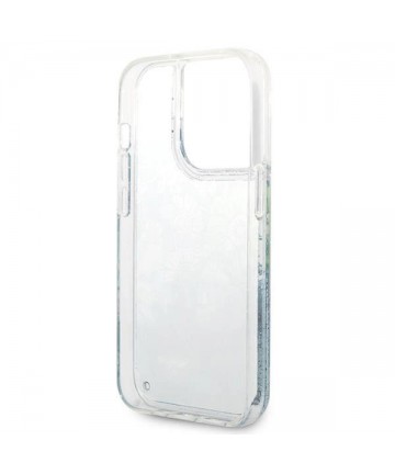 Guess Flower Liquid Glitter case for iPhone 14 Pro Max - green