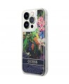 Guess Flower Liquid Glitter case for iPhone 14 Pro Max - blue