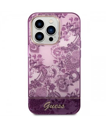 Guess Porcelain Collection case for iPhone 14 Pro Max - fuchsia