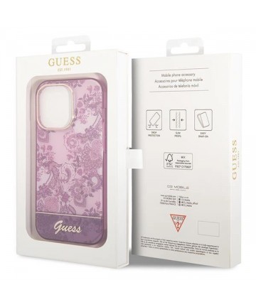 Guess Porcelain Collection case for iPhone 14 Pro Max - fuchsia