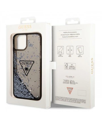 Guess GUHCP14SLFCTPK iPhone 14 6.1" black/black hardcase Liquid Glitter Palm Collection