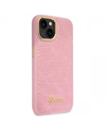 Guess Croco Collection case for iPhone 14 Plus - pink