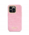 Guess Croco Collection case for iPhone 14 Pro - pink