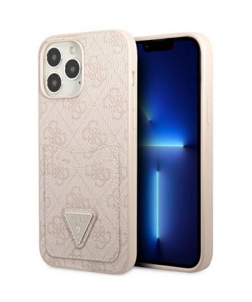 Guess 4G Triangle Logo Cardslot case for iPhone 13 Pro Max - pink
