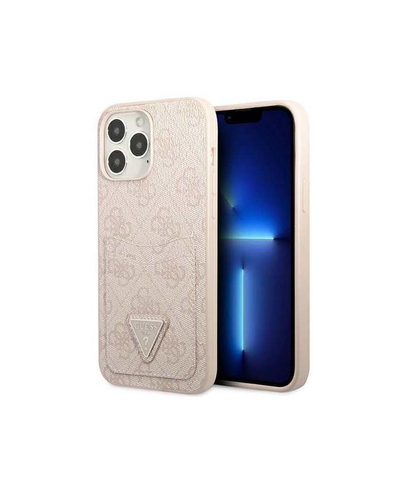 Guess 4G Triangle Logo Cardslot case for iPhone 13 Pro Max - pink