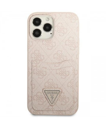 Guess 4G Triangle Logo Cardslot case for iPhone 13 Pro Max - pink