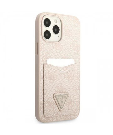 Guess 4G Triangle Logo Cardslot case for iPhone 13 Pro Max - pink