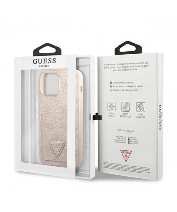 Guess 4G Triangle Logo Cardslot case for iPhone 13 Pro Max - pink