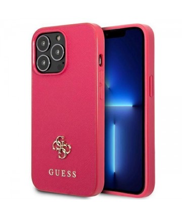 Guess Saffiano 4G Small Metal Logo case for iPhone 13 Pro / 13 - pink