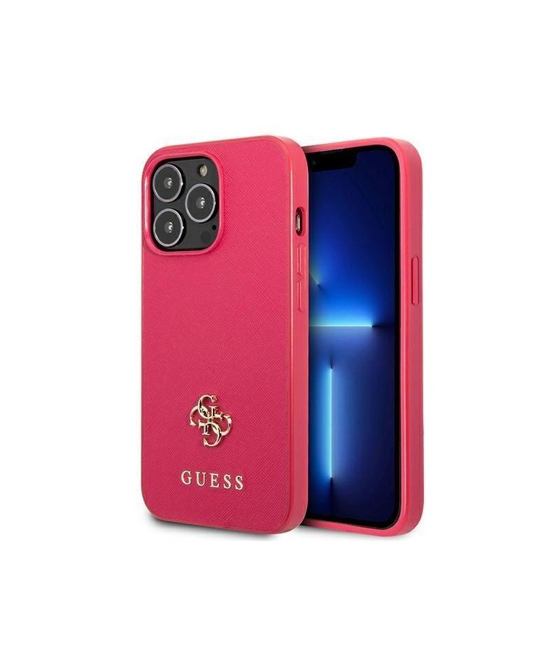 Guess Saffiano 4G Small Metal Logo case for iPhone 13 Pro / 13 - pink