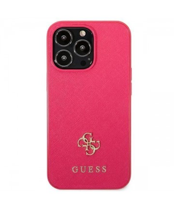 Guess Saffiano 4G Small Metal Logo case for iPhone 13 Pro / 13 - pink