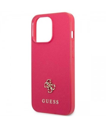 Guess Saffiano 4G Small Metal Logo case for iPhone 13 Pro / 13 - pink